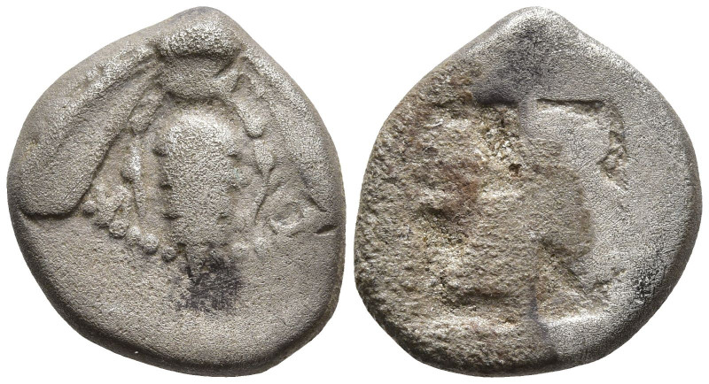 IONIA. Ephesos. (Circa 340-325 BC)
AR Drachm (15.7mm 3.23g)
Obv: Ε-Φ. Bee with...