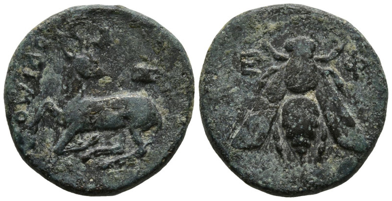 IONIA. Ephesos. (Circa 390-300 BC).
AE Bronze (14.8mm 2.09g)
Obv: Ε – Φ. Bee....