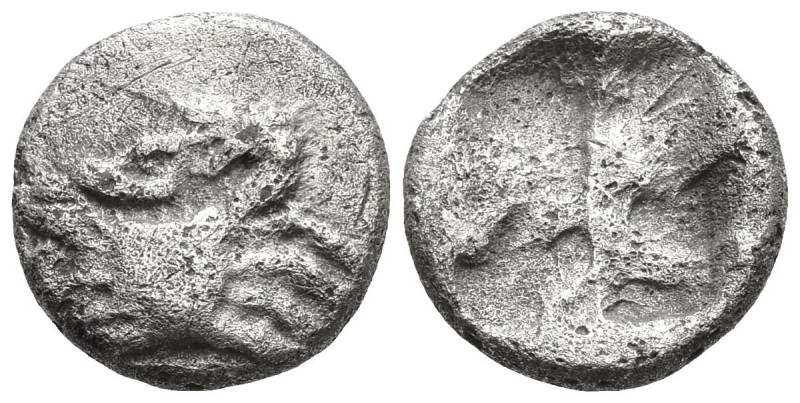 ISLANDS OFF CARIA. Kos. (Circa 500-480 BC)
AR Obol (9.1mm 0.57g)
Obv: Crab.
R...