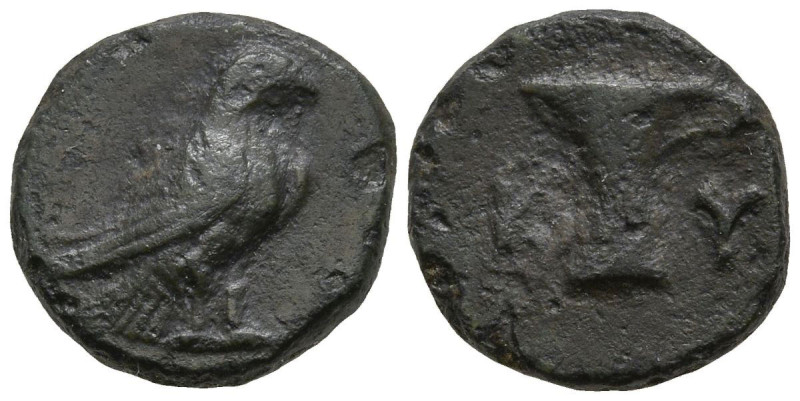 AEOLIS. Kyme. (Circa 320-250 BC).
AE Bronze (10.9mm 1.24g)
Obv: Eagle standing...