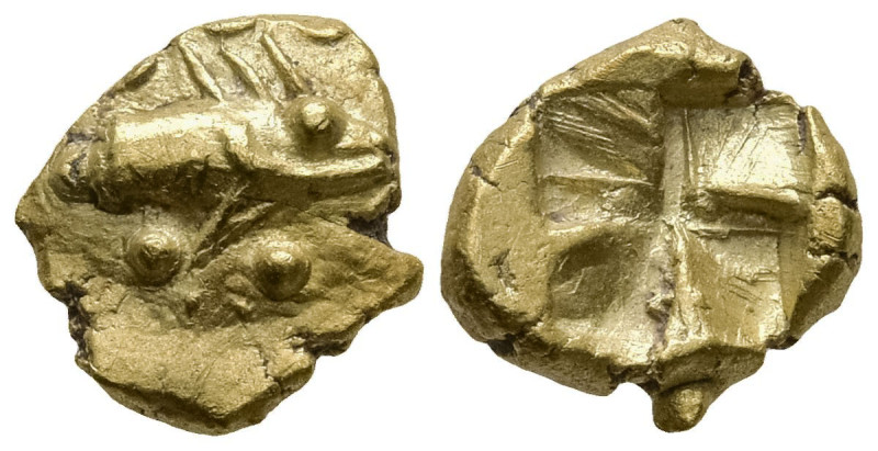 MYSIA. Kyzikos. (Circa 600-550 BC)
EL Myshemihekte or 1/24 Stater (7.7mm 0.59g)...