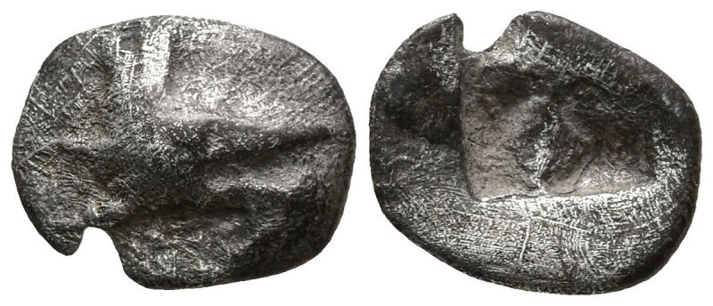 MYSIA. Kyzikos. (Circa 530-500 BC).
AR Hemiobol (7.2mm 0.32g)
Obv: Tunny head ...