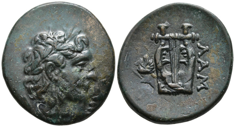 MYSIA. Lampsakos. (2nd-1st century BC)
AE Bronze (22.3mm 6.15g)
Obv: Laureate ...