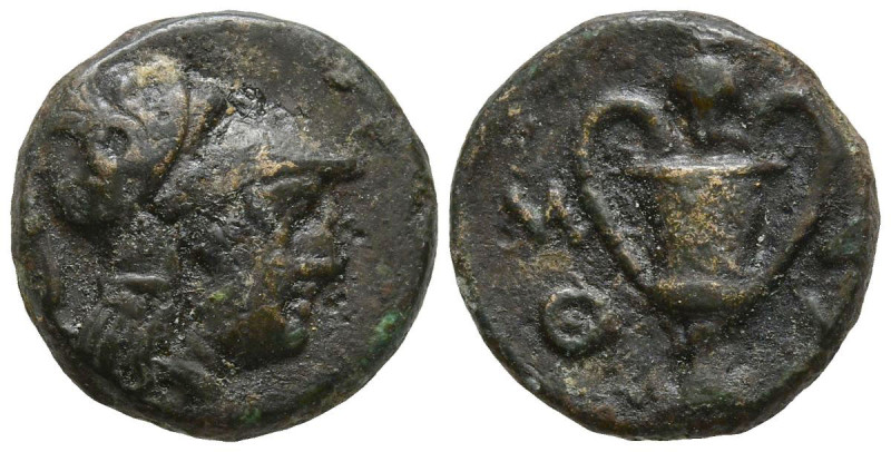 LESBOS. Methymna. (2nd-1st century BC).
AE Bronze (11.7mm 1.26g)
Obv: Head of ...