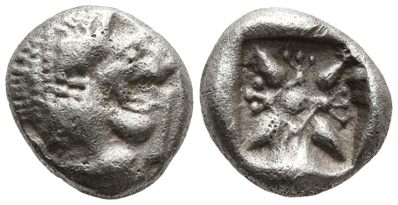 IONIA. Miletos. (6th-5th centuries BC).
AR Diobol (9.3mm 1.14g)
Obv: Forepart ...