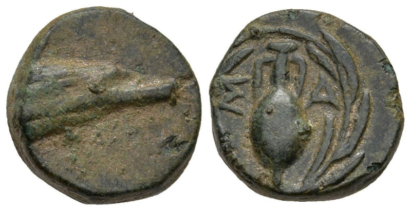 IONIA. Samos. (Circa 394-365 BC).
AE Bronze (8.5mm 0.72g)
Obv: Prow of Samian ...