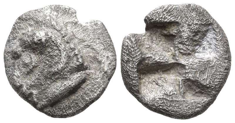 ASIA MINOR. Uncertain mint. (Circa 500 BC)
AR Obol (8.7mm 0.48g)
Obv: Head of ...