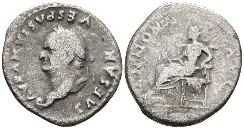 Vespasian (69-79 AD). Rome
AR Denarius (18.2mm 2.61g)
Obv: CAESAR VESPASIANVS ...