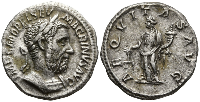 Macrinus (217-218 AD). Rome
AR Denarius (18.3mm 2.8g)
Obv: IMP C M OPEL SEV MA...