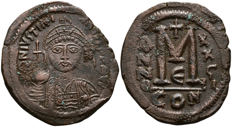 Justinian I (527-565 AD). Constantinople
AE Follis (31.4mm 18.02g)
Obv: DN IVS...