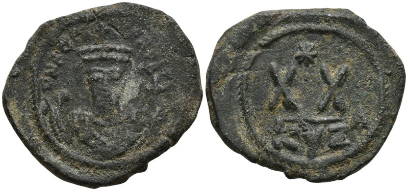 Phocas (602-610 AD). Kyzikos
AE Half Follis (22.39m 5.71g)
Obv: D N FOCAS PER ...