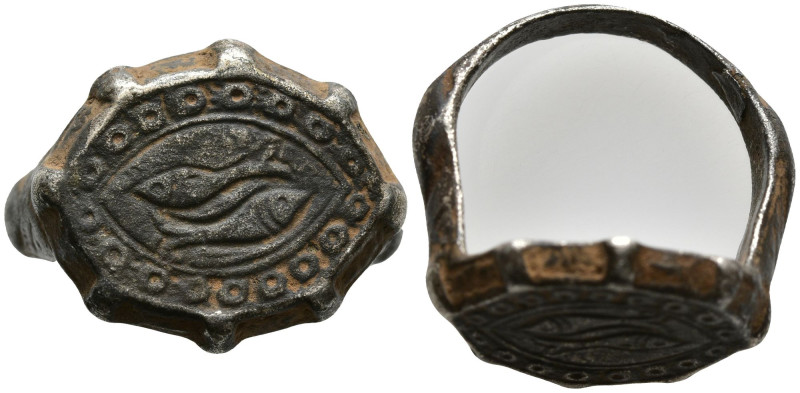 Ancient Ring
Obv: Two fish swimming opposite within decorated border
(8.51g 23...