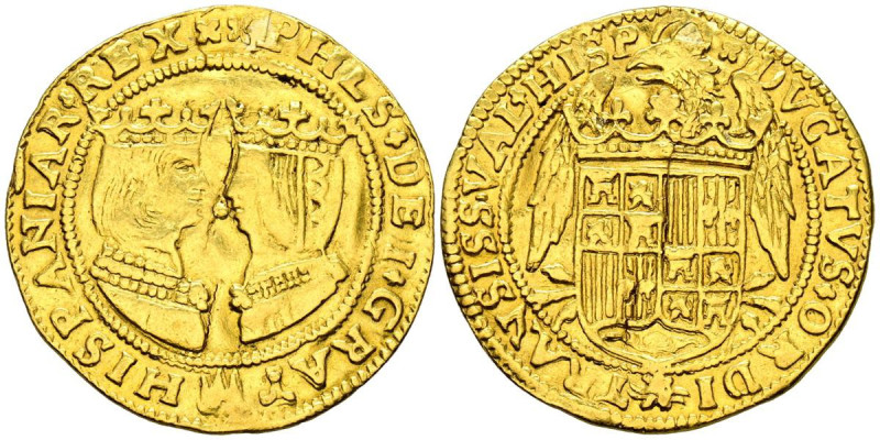 FELIPE II (1555-1598). Doble Ducado. (Au. 6,45g/28mm). S/D. Overijssel. (Vicenti...