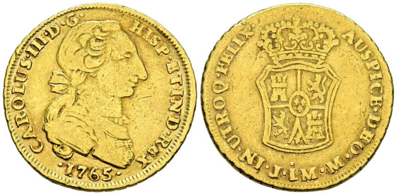 CARLOS III (1759-1788). 2 Escudos. (Au. 6,63g/23mm). 1765. Lima JM (Cal-2019-151...