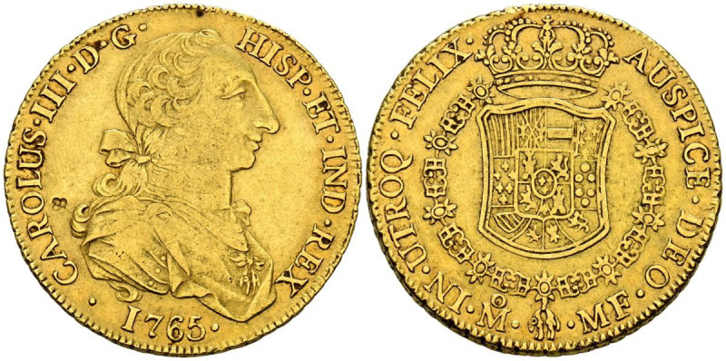 CARLOS III (1759-1788). 8 Escudos. (Au. 26,97g/35mm). 1765. México MF. (Cal-2019...