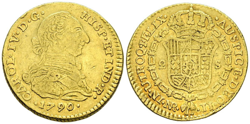 CARLOS IV (1788-1808). 2 Escudos. (Au. 6,70g/22mm). 1790/89. Santa Fe de Nuevo R...