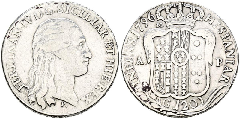 FERNANDO DE DOS SICILIAS (1759-1825). Piastra (120 Grana). (Ar. 27,20g/40mm). 17...