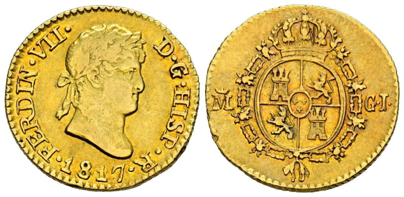 FERNANDO VII (1808-1833). 1/2 Escudo. (Au. 1,74g/14mm). 1817. Madrid GJ. (Cal-20...