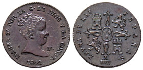 ISABEL II (1833-1868). 1 Maravedí. (Ae. 1,16g/15mm). 1842. Segovia. (Cal-2019-35). EBC+. Rayita en anverso. Escasa así.