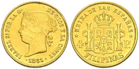 ISABEL II (1833-1868). 4 Pesos. (Au. 6,73g/21mm). 1861. Manila. (Cal-2019-852). MBC. Rayas.