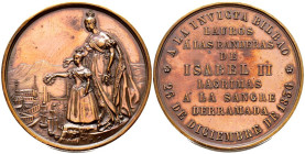 ISABEL II (1833-1868). A los defensores del Sitio de Bilbao. (Ae. 27,93g/41mm). 1836. Marca de grabador: V.F. (V. 773). MBC+. Limpiada.