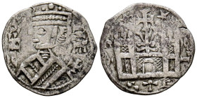 ALFONSO VIII (1158-1214). Dinero. (Ve. 1,04g/17mm). ¿Toledo?. (FAB-205). Anv: Busto coronado de Alfonso VIII a izquierda, alrededor leyenda: ANFVS REX...