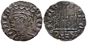 JUAN I (1379-1390). Cornado. (Ae. 0,70g/18mm). Sevilla. (FAB-573). Anv: Busto coronado de Juan I a izquierda, alrededor leyenda: IOHANES. Rev: Castill...