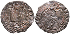 ENRIQUE III (1390-1406). Blanca. (Ae. 1,95g/24mm). Sevilla. (FAB-602). Anv: Castillo, debajo S, todo dentro de gráfila lobular, alrededor leyenda: ENR...
