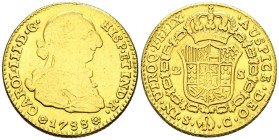 CARLOS III (1759-1788). 2 Escudos. (Au. 6,75g/22mm). 1788. Sevilla C. (Cal-2019-1739). Copia de joyería de 0,750 milésimas. MBC/MBC+.