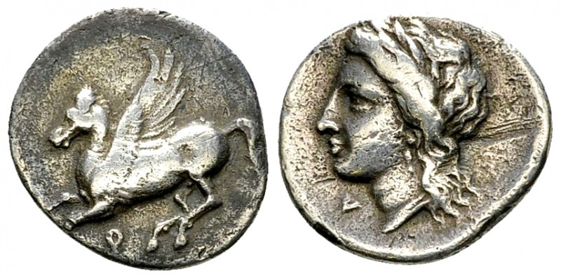 Corinth AR Drachm, c. 350-300 BC 

Corinthia, Corinth. AR Drachm (15-16 mm, 2....