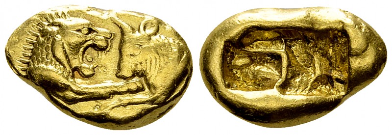 Kroisos AV Stater, c. 550 BC 

Kings of Lydia. Kroisos (c. 560-546 BC). AV Sta...