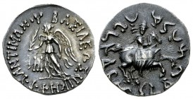 Antimachos II AR Drachm 

Kings of Bactria. Antimachos II. (c. 165-160 BC?). AR Drachm (17 mm, 2.43 g).
Obv. BAΣIΛEOΣ NIKHΦOPOY ANTIMAXOY, Nike adv...