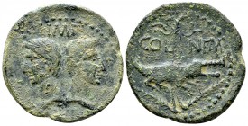 Augustus AE As, Nemausus 

Augustus (27 BC-14 AD). AE As (26 mm, 9.45 g), Nemausus, c. 9/8-3 BC.
Obv. IMP / DIVI F, Heads of Agrippa and Augustus b...