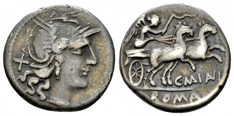 C. Maianus AR Denarius, 153 BC 

C. Maianus. AR Denarius (18 mm, 3.73 g), Rome...