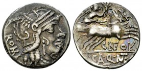 M. Calidius, Q. Metellus and Cn. Fulvius AR Denarius, 117/116 BC 

M. Calidius, Q. Metellus and Cn. Fulvius. AR Denarius (18 mm, 3.89 g), Rome, 117/...