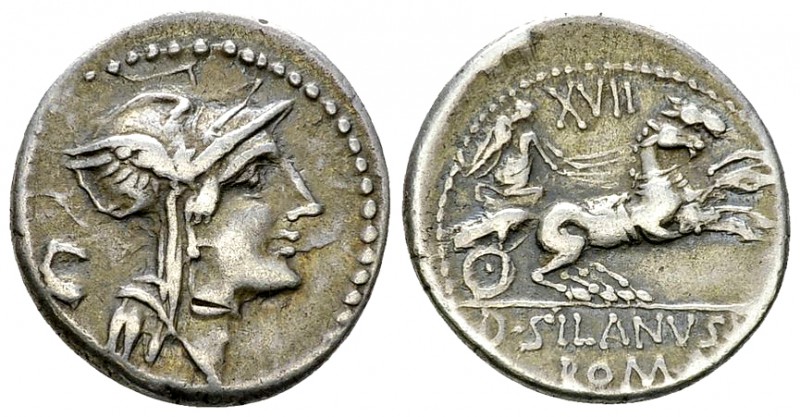 D. Iunius Silanus AR Denarius, 91 BC 

D. Iunius Silanus L. f. AR Denarius (19...
