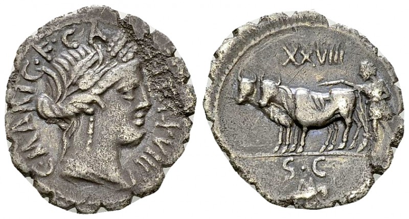 C. Marius Capito AR Denarius serratus, 81 BC 

 C. Marius C. f. Capito. AR Den...