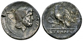 Q. Pomponius Rufus fourré denarius, after 70 BC 

Q. Pomponius Rufus. Fourré Denarius (19 mm, 3.06 g), Rome, after 70 BC.
Obv. RVFVS S C, Laureate ...