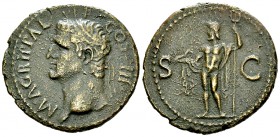 Agrippa AE As, RIC I 58 

Agrippa (+12 BC). AE As (29 mm, 9.82 g), Roma (Rome), struck under Caligula 37-41 AD. 
Obv. M AGRIPPA L F COS III, head o...