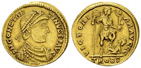 Constantine III AV Solidus, Trier, very rare 

Constantine III (407-411 AD). AV Solidus (21 mm, 4.44 g), Trier.
Obv. D N CONSTANTINVS P F AVG, Diad...