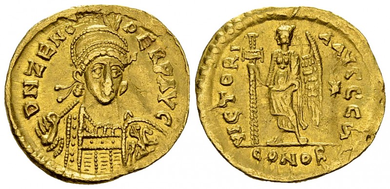 Zeno AV Solidus 

Zeno (second reign, 476-491 AD). AV Solidus (19-20 mm, 4.43 ...