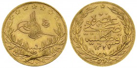 Muhammad V AV 100 Kurush 1914 

Ottoman Empire. Muhammad V (1909-1918). AV 100 Kurush 1914 (=AH 1327/6) (7.19 g), Qustantiniyah mint.
KM 754.

Un...