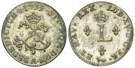 Louis XV, BI Double sol 1755 A, Paris 

France. Louis XV (1715-1774). BI Double sol (2 sous) 1755 A (23 mm, 2.15 g), Paris.
Gad. 281 (R3).

Very ...