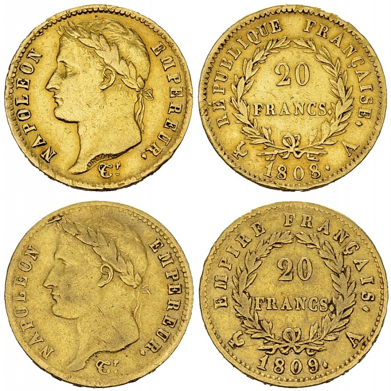 France, Lot of 2 AV 20 Francs 1808/1809 

France, Premier Empire. Napoléon I. ...