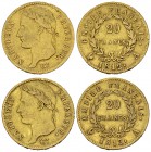France, Lot of 2 AV 20 Francs 1812/1813 

France, Premier Empire. Napoléon I. Lot of 2 (two) AV 20 Francs 1812 A and 1813 A (6.38 and 6.41 g).
Gad....