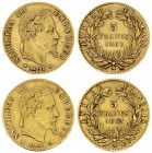 France, Lot of 2 AV 5 Francs 1862/1863 

France, second Empire. Napoléon III (1852-1870). Lot of 2 (two) AV 5 Francs 1862 A and 1863 BB.
Gad. 1002....