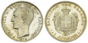 Greece AR 1 Drachma 1874, Paris 

Greece. Georgios I (1863-1913). AR 1 Drachma 1874 (23 mm, 4.99 g), Paris.
KM 38; Divo 53.

An exceptional coin....