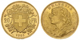 Schweiz, AV 20 Franken 1926, selten 

Schweiz, Eidgenossenschaft. AV 20 Franken 1926 (6.44 g). Vreneli.
KM 35.1.

Seltenes Jahr. Vorzüglich bis u...