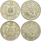 Chile, Lot of 2 AR Peso 1877 

Chile, Republic. Lot of 2 (two) AR Peso 1877 (24.81 and 25.07 g).
KM 142.1.

Good extremely fine. (2)