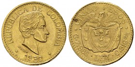 Colombia AV 5 Pesos 1930 

Colombia, Republic. AV 5 Pesos 1930 (22 mm, 7.99 g), Medellin.
Fr. 115; KM 204.

Extremely fine.
